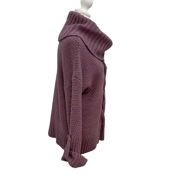 Talbots Wool Alpaca Blend Cable Knit Turtleneck Sweater Purple size Small - Picture 3 of 7
